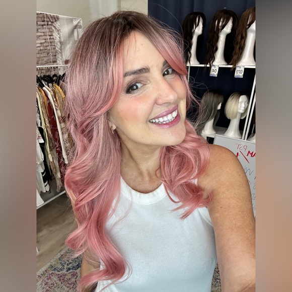 Pink Wavy Hair Wig - Picture 4 of 6